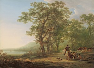 Figures in a forest landscape